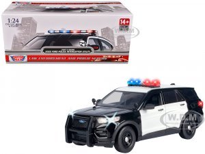 2022 Ford Police Interceptor Utility Black and White Builders Kit with Flashing Light Bar and Front and Rear Lights and Sounds