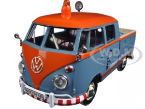 Volkswagen Type 2 (T1) Delivery Service Pickup Truck Blue and Orange VW-Kundendienst