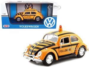 1966 Volkswagen Beetle Follow Me Airport Safety Vehicle Yellow with Black Stripes