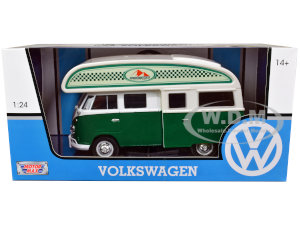Volkswagen Type 2 (T1) Camper Van Green and White Outdoor Camping Explore the Forest