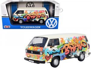 Volkswagen Type 2 (T3) Van White Metallic with Graffiti Graphics