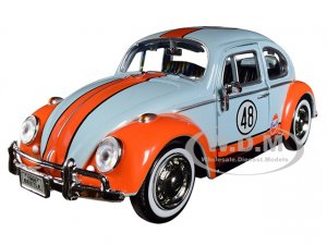 1966 Volkswagen Beetle #48 with Gulf Livery Light Blue with Orange Stripe