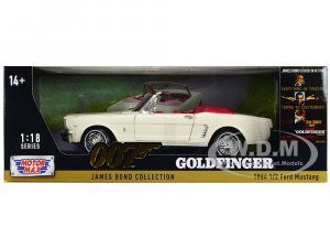 1964 1/2 Ford Mustang Convertible White with Red Interior James Bond 007 Goldfinger (1964) Movie James Bond Collection Series