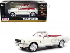 1964 1/2 Ford Mustang Convertible White with Red Interior James Bond 007 Goldfinger (1964) Movie James Bond Collection Series