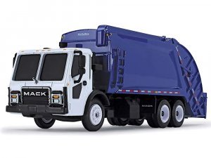 Mack LR with McNeilus Rear Load Refuse Body Blue and White  (HO)