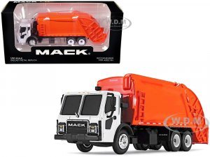 Mack LR with McNeilus Rear Load Refuse Body Orange and White 7