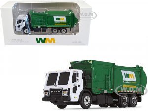 Mack LR Refuse Garbage Truck with McNeilus ZR Side Loader Waste Management White and Green  (HO)