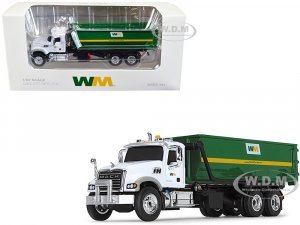 Mack Granite MP Refuse Garbage Truck with Tub-Style Roll-Off Container Waste Management White and Green  (HO)