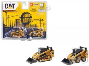 CAT Caterpillar 272D2 Skid Steer Loader Yellow and CAT Caterpillar 297D2 Compact Track Loader Yellow Set of 2 pieces