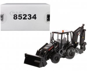 CAT Caterpillar 420F2 IT Backhoe Loader Special Black Paint Finish with Work Tools and Two Figurines 30th Anniversary Edition High Line Series