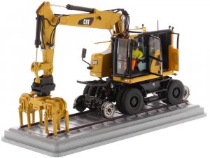CAT Caterpillar M323F Railroad Wheeled Excavator with Operator and 3 Work Tools (CAT Yellow Version) High Line Series