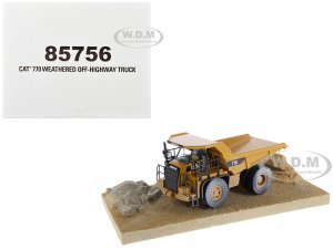 CAT Caterpillar 770 Off-Highway Truck Yellow (Weathered) with Operator Weathered Series 1 50