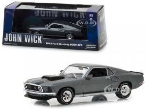 1969 Ford Mustang BOSS 429 Gray with Black Stripes John Wick (2014) Movie