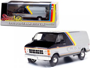 1980 Dodge Ram B250 Van Silver and Black with Stripes Street Van