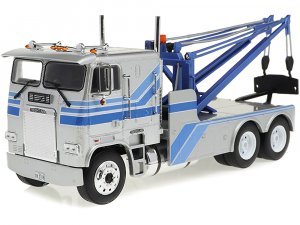 1984 Freightliner FLA 9664 Tow Truck Silver with Blue Stripes