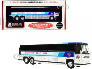 1980 MCI MC-9 Crusader II Intercity Coach Bus Brewster Gray Line (Canada) White and Silver with Stripes Vintage Bus & Motorcoach Collection  (HO)