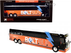 Prevost X3-45 Coach Bus Bolt for a Buck Orange and White Bolt Bus  (HO)