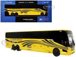 Prevost H3-45 Coach Bus All Aboard America Yellow with Graphics