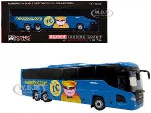 Scania Touring Coach Bus Megabus France Blue with Graphics European Bus & Motorcoach Collection