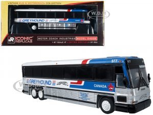 2001 MCI D4000 Coach Bus Greyhound Canada Blue and White with Red Stripes Vintage Bus & Motorcoach Collection