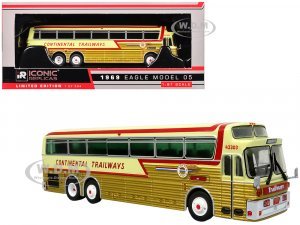 1969 Eagle Model 05 Coach Bus Golden Eagle - Continental Trailways Gold Metallic and Cream with Red Stripes