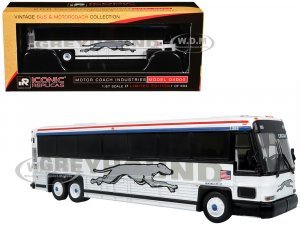 2001 MCI D4000 Coach Bus Greyhound White with Red and Blue Stripes Vintage Bus & Motorcoach Collection