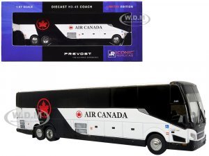 Prevost H3-45 Coach Bus Air Canada Landline Black and White