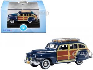 1942 Chrysler Town & Country Woody Wagon South Sea Blue with Wood Panels and Roof Rack 7 (HO) Scale