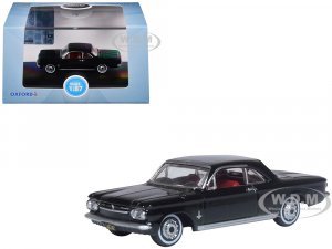 1963 Chevrolet Corvair Coupe Tuxedo Black with Red Interior (HO) Scale