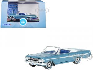 1961 Chevrolet Impala Convertible Jewel Blue Metallic and White with Blue Interior  (HO) Scale