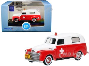 1950 Chevrolet Panel Van Ambulance Red and White  (HO) Scale