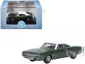 1968 Dodge Charger Racing Green Metallic with White Top and Tail Stripe  (HO) Scale