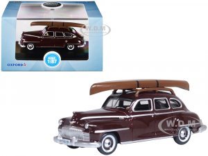 1946 DeSoto Suburban with Roof Rack and Canoe Royal Maroon (HO) Scale