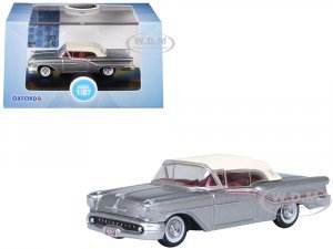 1957 Oldsmobile 88 Convertible (Top-Up) Juneau Gray with White Top and Red Interior (HO) Scale