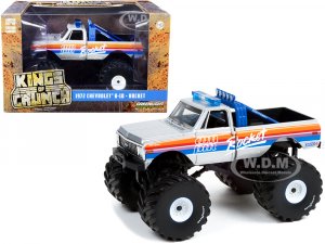 1972 Chevrolet K-10 Monster Truck with 66-Inch Tires Silver Metallic with Stripes AM PM Rocket Kings of Crunch Series 4
