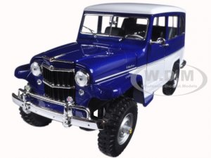 1955 Willys Jeep Station Wagon Dark Blue and White