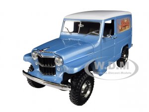 1955 Willys Jeep Station Wagon Silver Blue with White Top Lucky