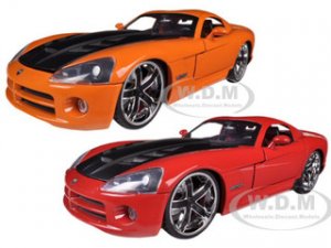 2008 Dodge Viper SRT10 Orange and Red 2 Cars Set