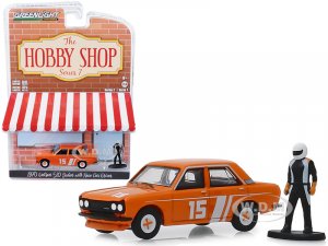 1970 Datsun 510 4-Door Sedan #15 Orange with Race Car Driver Figurine The Hobby Shop Series 7