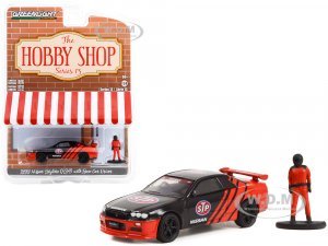 1999 Nissan Skyline (R34) RHD (Right Hand Drive) Black and Red STP and Race Car Driver Figure The Hobby Shop Series 13