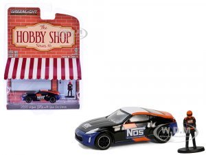 2020 Nissan 370z NOS Nitrous Oxide Systems Black with Graphics and Race Car Driver The Hobby Shop Series 16