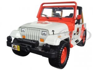 1992 Jeep Wrangler #12 White and Red Jurassic World Movie (2015) Hollywood Rides Series