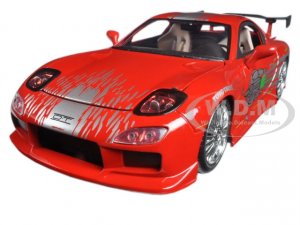 Doms Mazda RX-7 Red with Graphics Fast & Furious Movie