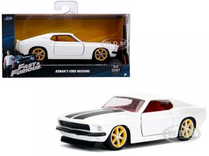 Romans Ford Mustang White with Black Stripes and Red Interior Fast & Furious Movie