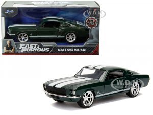 Seans Ford Mustang Dark Green with White Stripes Fast & Furious Movie