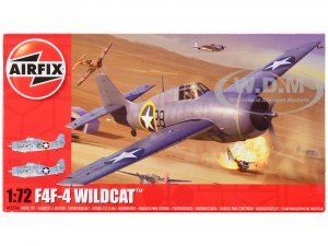 Level 2 Model Kit Grumman F4F-4 Wildcat Fighter Aircraft with 2 Scheme Options Plastic Model Kit by Airfix