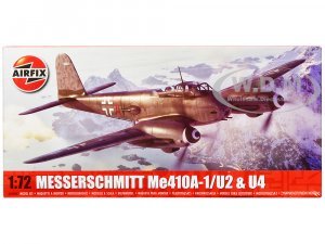 Level 2 Model Kit Messerschmitt Me410A-1/U2 & U4 Fighter-Bomber Aircraft with 2 Scheme Options Plastic Model Kit by Airfix