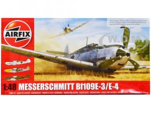 Level 2 Model Kit Messerschmitt Bf109E-3/E-4 Fighter Aircraft with 3 Scheme Options Plastic Model Kit by Airfix