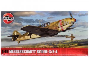 Level 2 Model Kit Messerschmitt Bf109E-3/E-4 Fighter Aircraft with 3 Scheme Options Plastic Model Kit by Airfix
