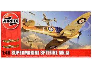 Level 2 Model Kit Supermarine Spitfire Mk Ia Fighter Aircraft with 2 Scheme Options 1/48 Plastic Model Kit by Airfix